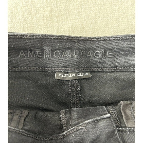 American Eagle Super Hi Rise Jegging Stretch‎ Women's 6 Regular Black Distressed - Picture 3 of 14